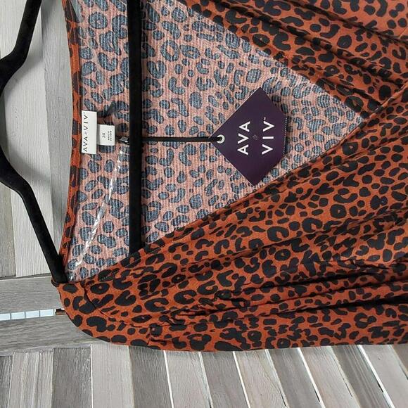 Women's Balloon Long Sleeve Knit V-Neck Faux Wrap MIDI Dress | Ava & Viv | 3X - Picture 3 of 11